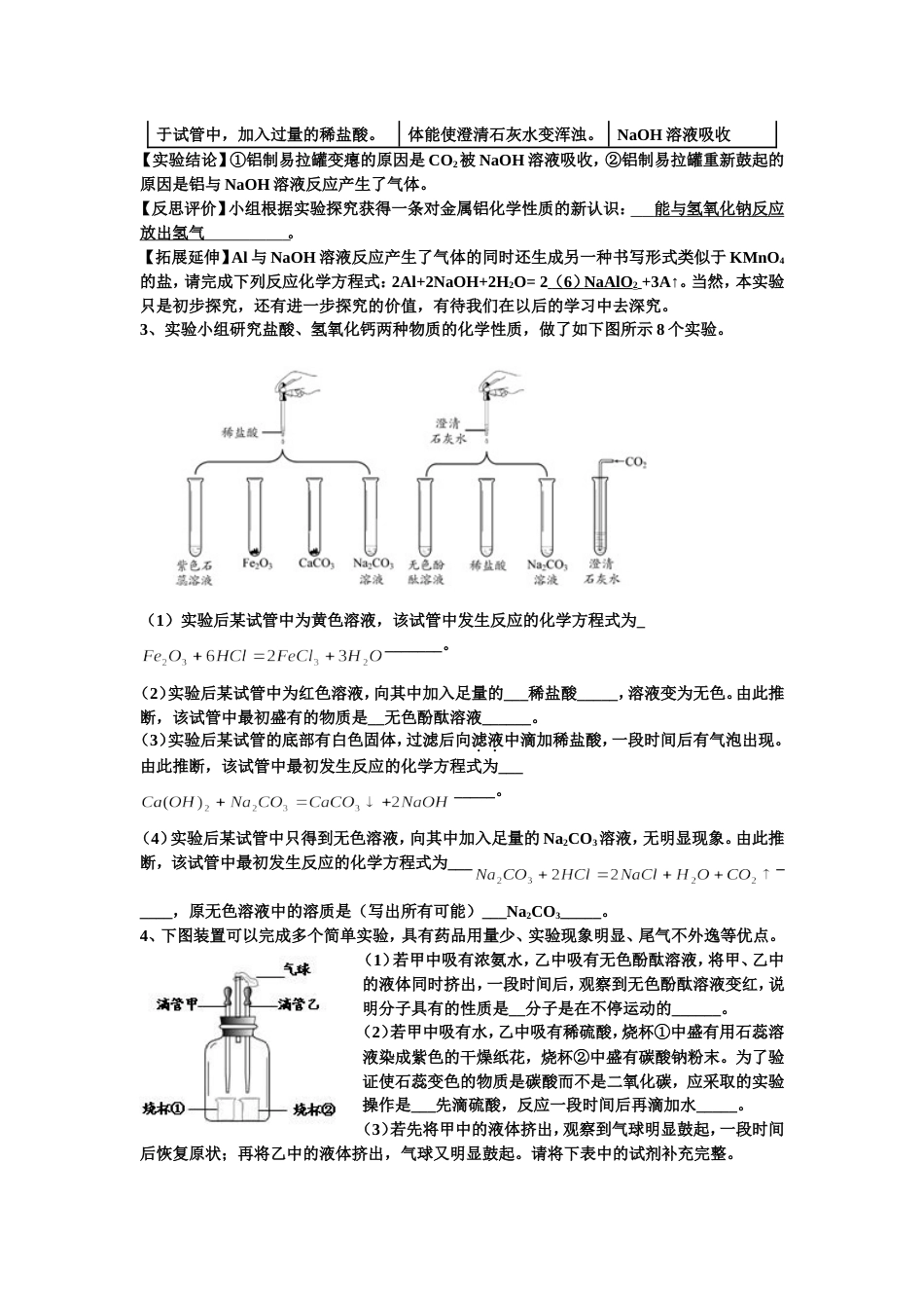 化学中考实验探究题专题训练(有答案)_第2页