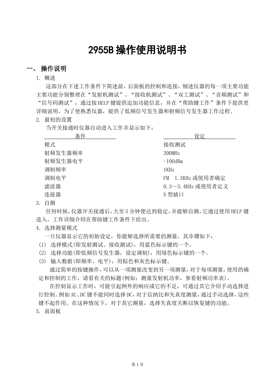 马可尼2955B(综合测试仪)操作使用说明书_第1页