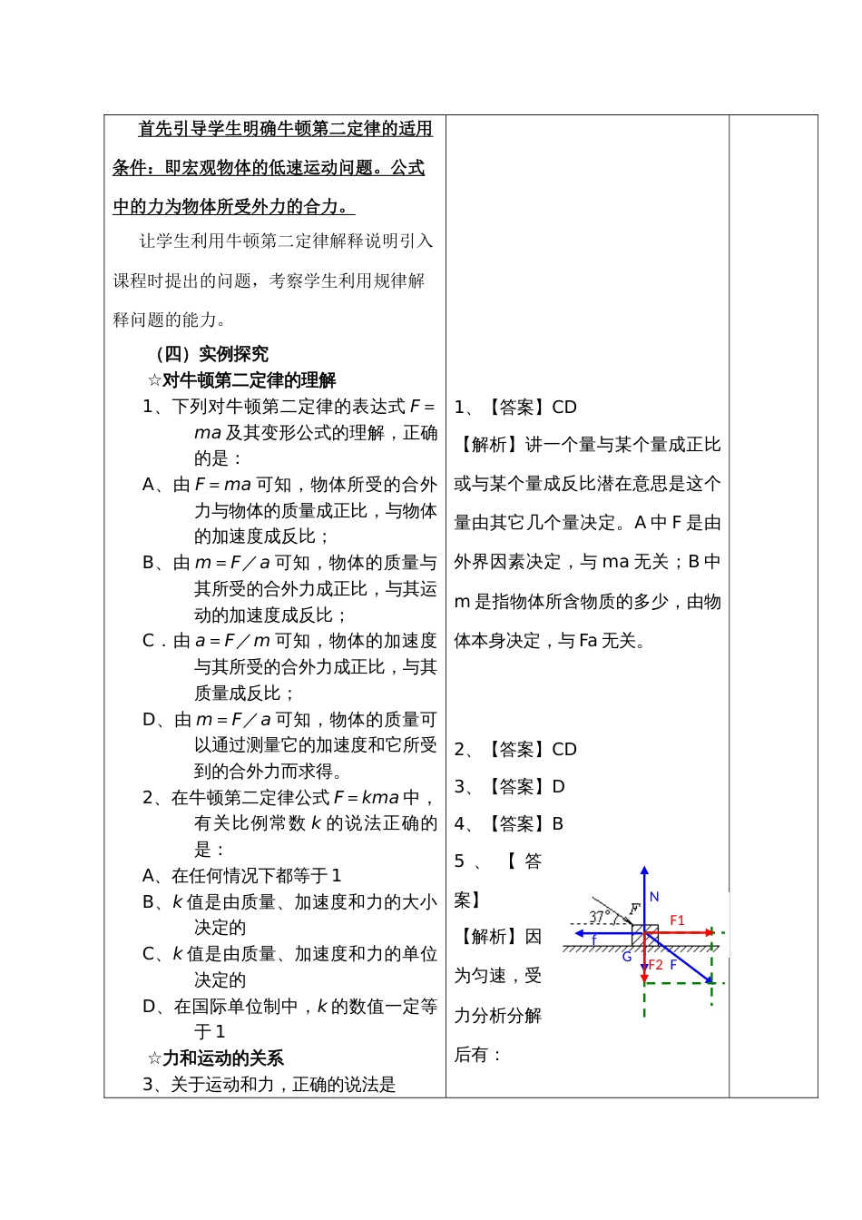 牛顿第二定律优秀教学设计_第3页