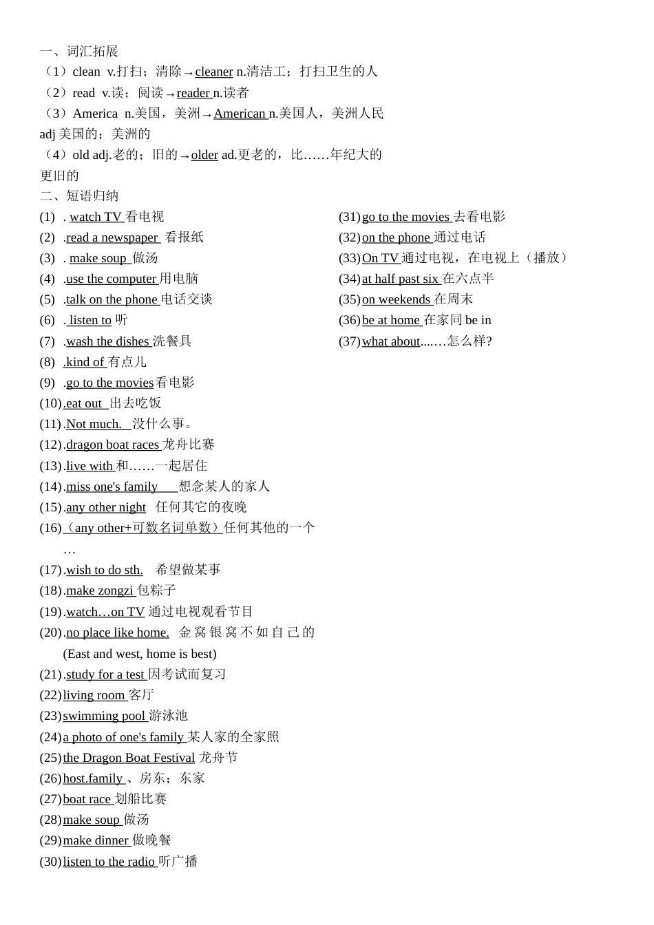 人教版七年级下册英语6单元知识点总结及练习题[8页]_第1页