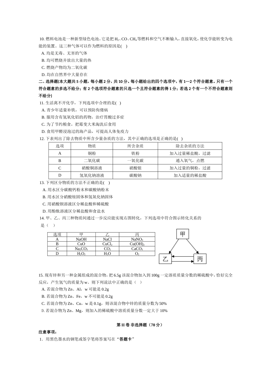 天津市中考化学试题及答案[6页]_第2页