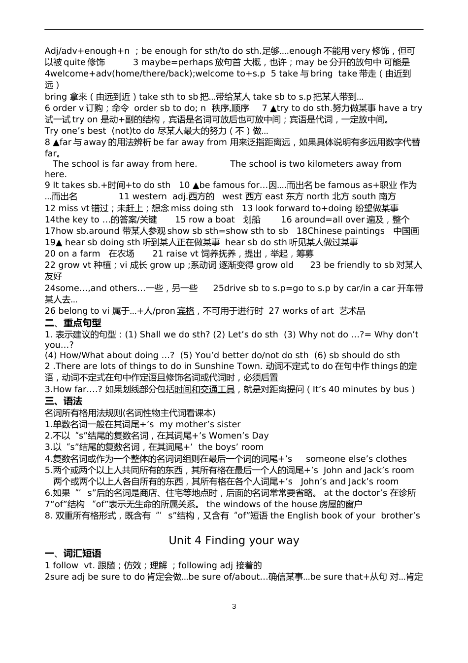 译林版7B期中复习Unit14短语词组句型语法_第3页