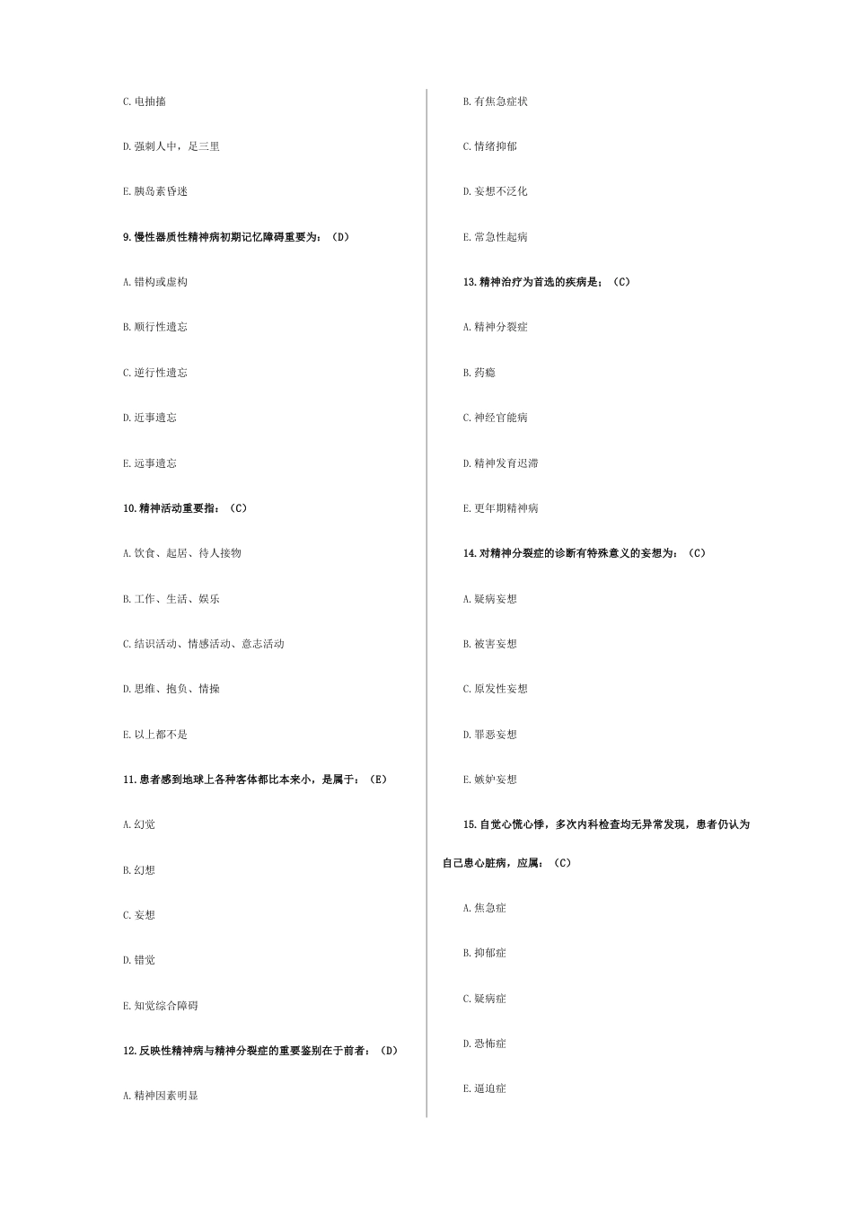 2023年精神病学考试题库_第2页