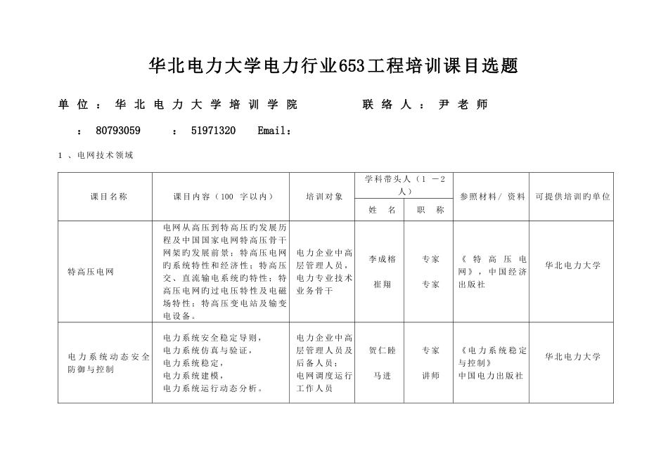 2023年电力行业继续教育培训课目选题登记表_第1页