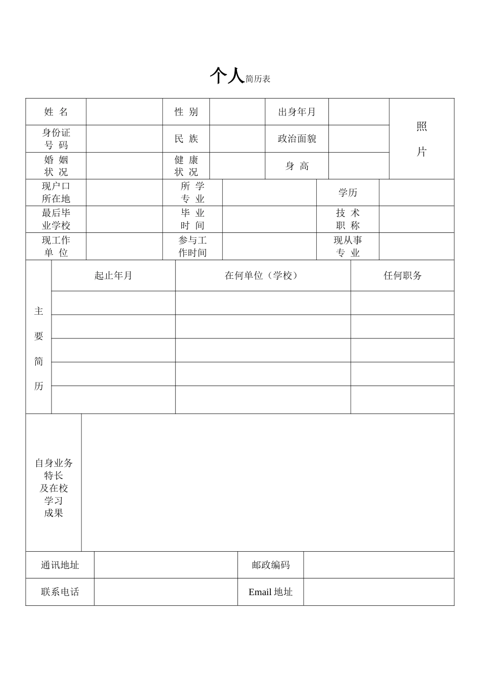 个人应聘简历模板_第1页