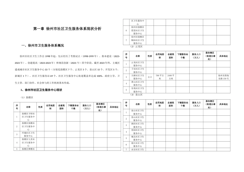 社区卫生服务体系现状数据统计规划局_第1页