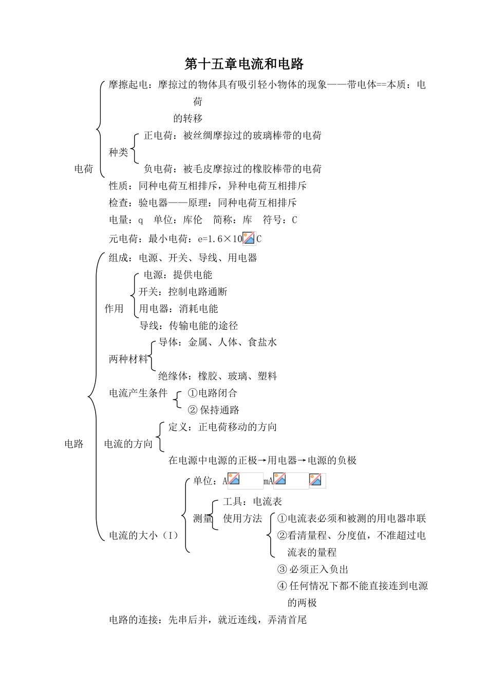 2023年初三物理电流和电路知识点总结_第1页