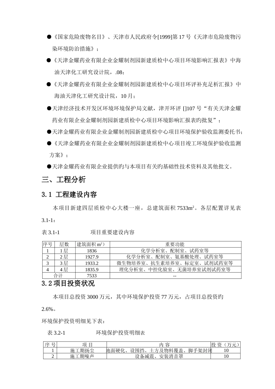 天津金耀药业有限公司金耀制剂园新建质检中心项目_第3页