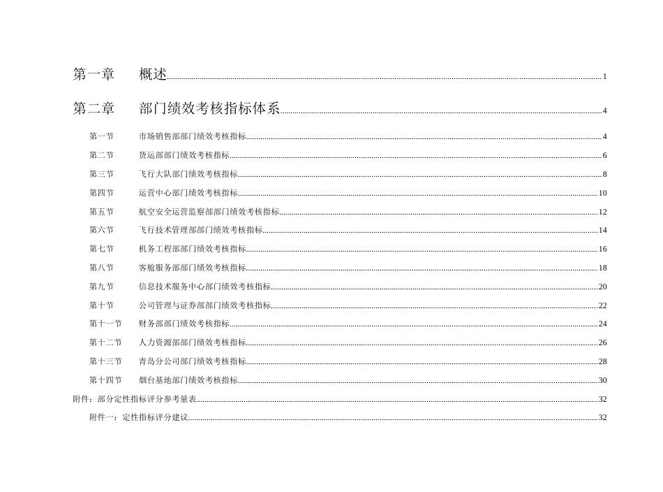 山东航空股份有限公司部门绩效考核指标体系_第2页