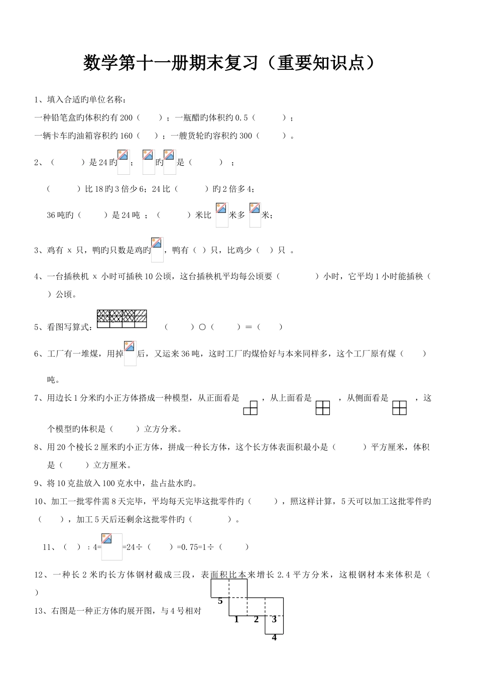 2023年人教版六年级数学上册期末分类复习题全套_第3页