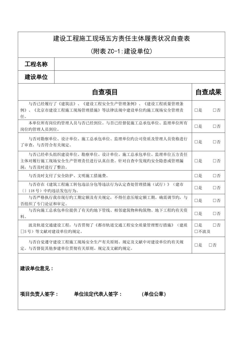 建设工程施工现场五方责任主体履责情况自查表_第2页