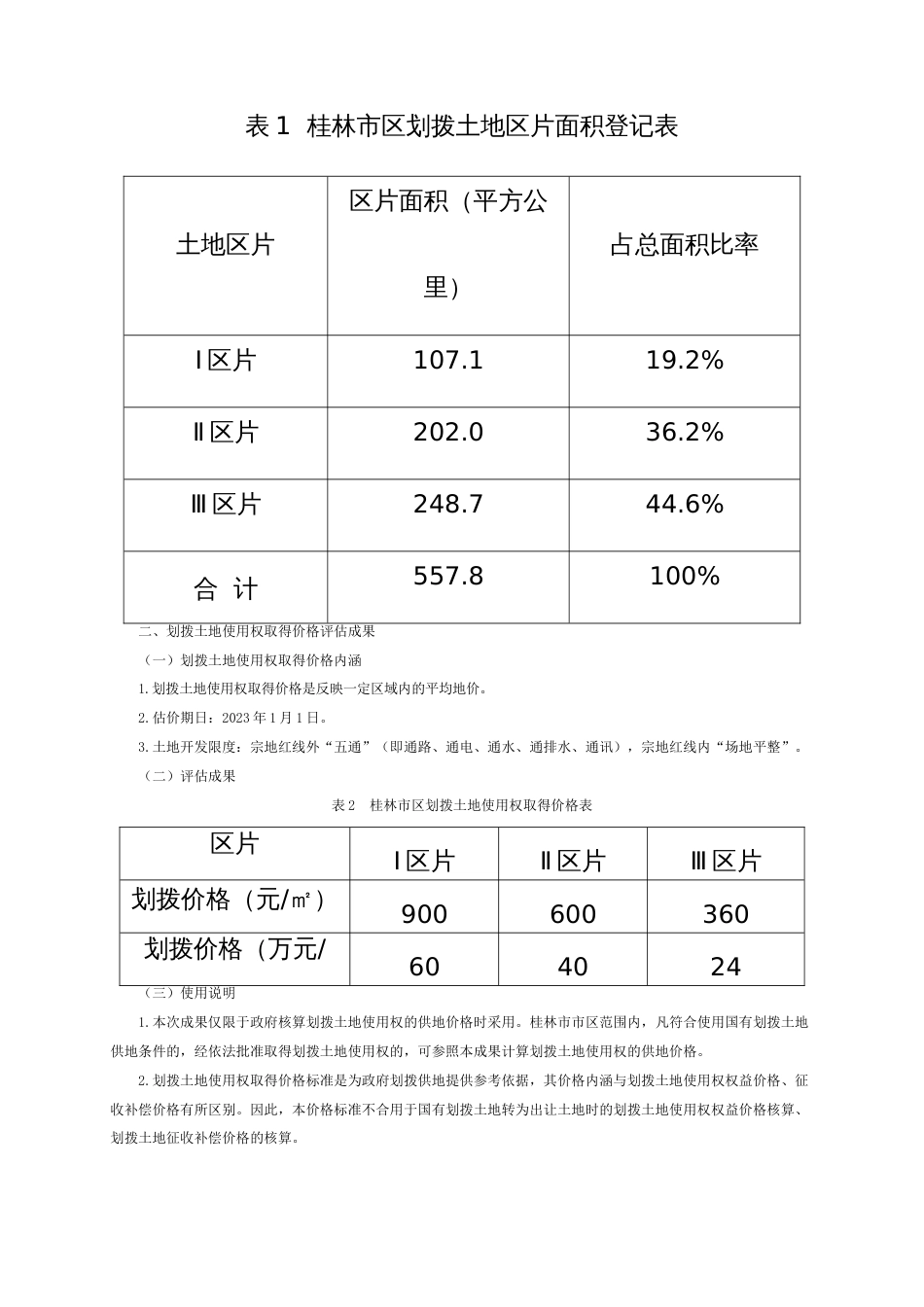 桂林市区划拨土地使用权取得价格标准_第2页