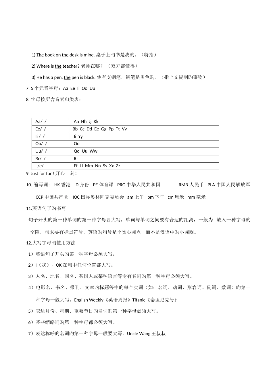 2023年人教版七年级上册各单元知识点详解_第3页