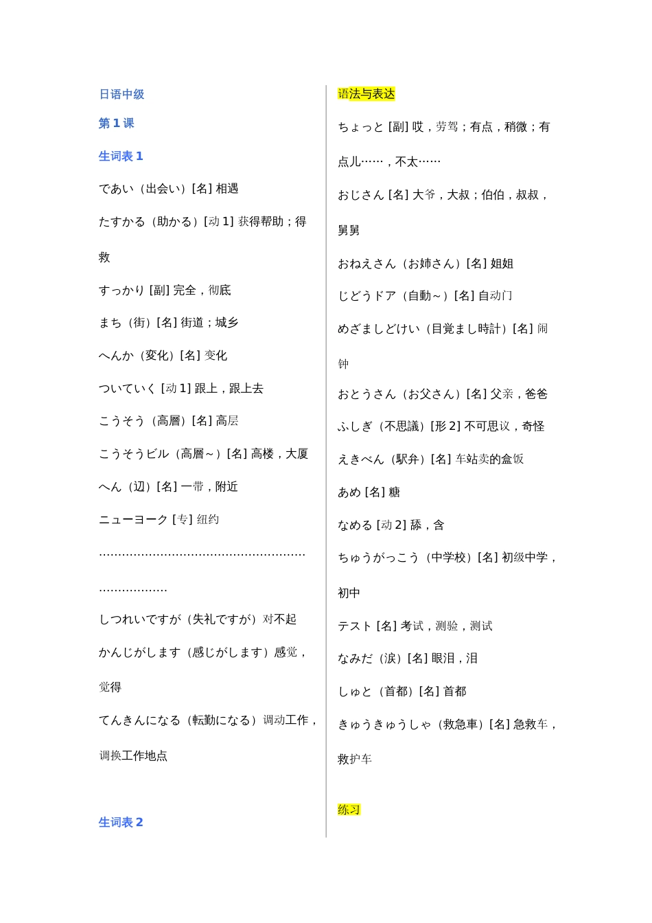 新版标准日本语中级单词_第1页