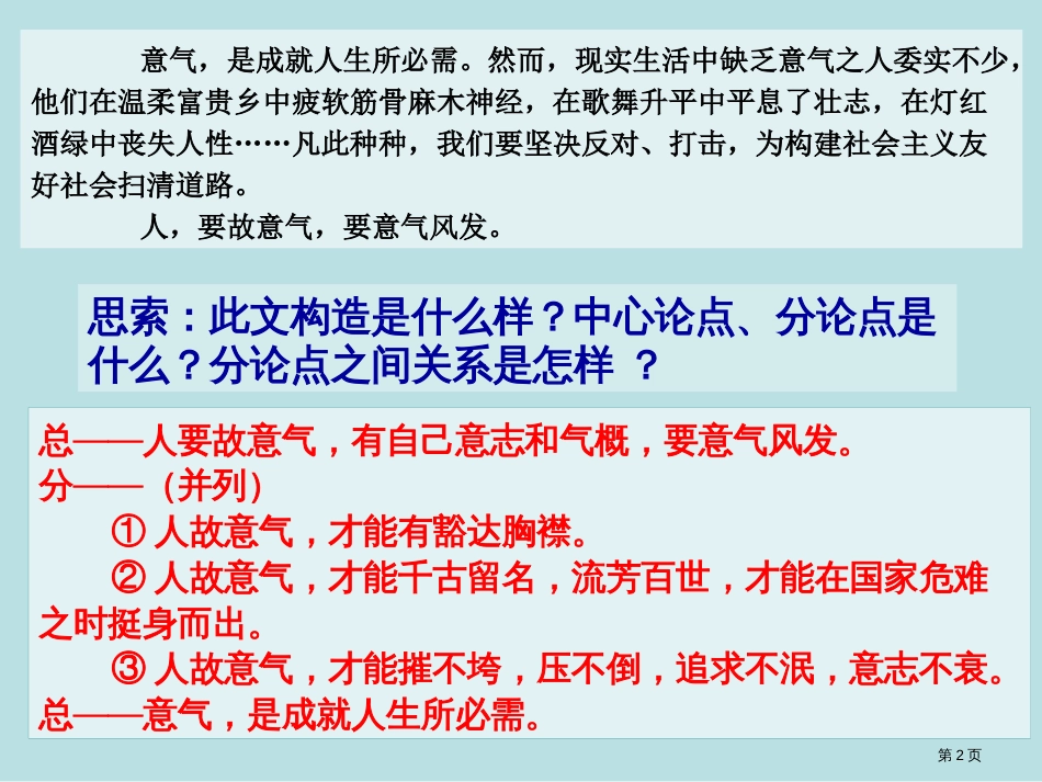 高中议论文横向谈意气公开课获奖课件_第2页