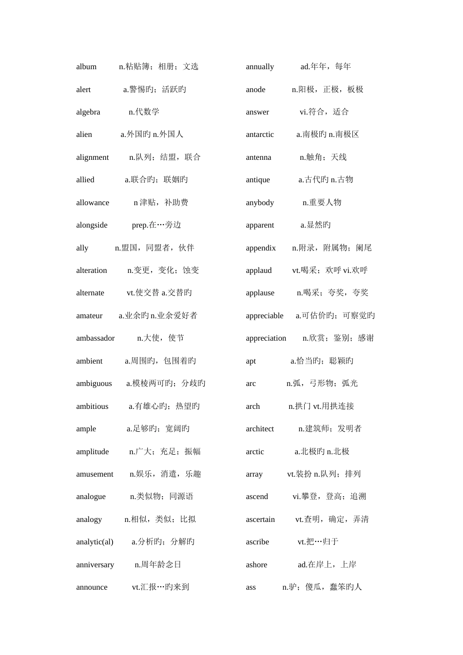 2023年大学英语六级词汇表适合打印版_第2页