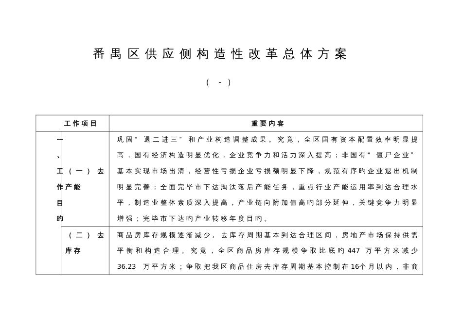 番禺区供给侧结构性改革总体方案_第1页