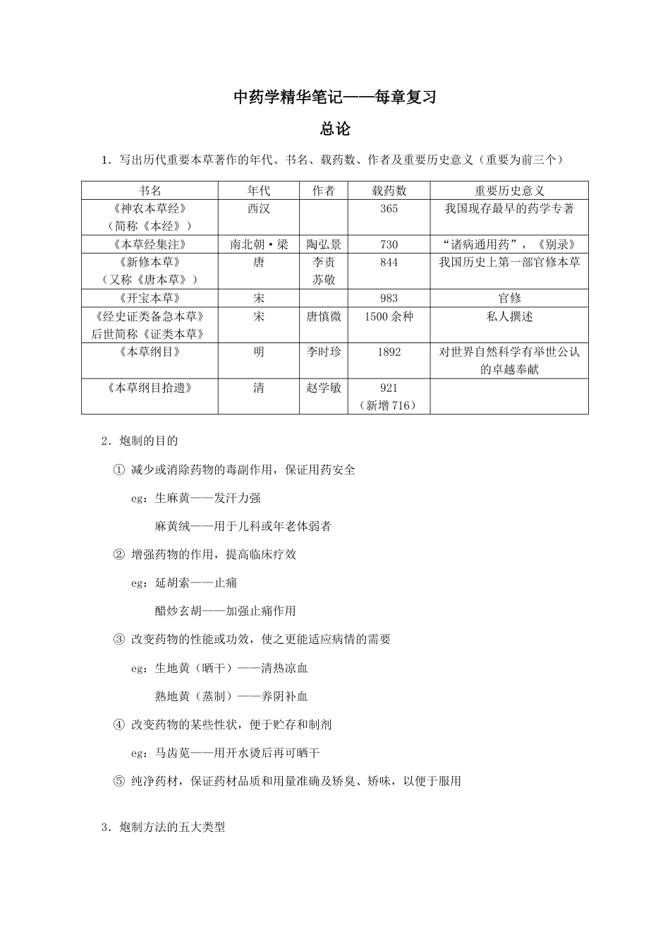 中药学精华笔记每章复习_第1页