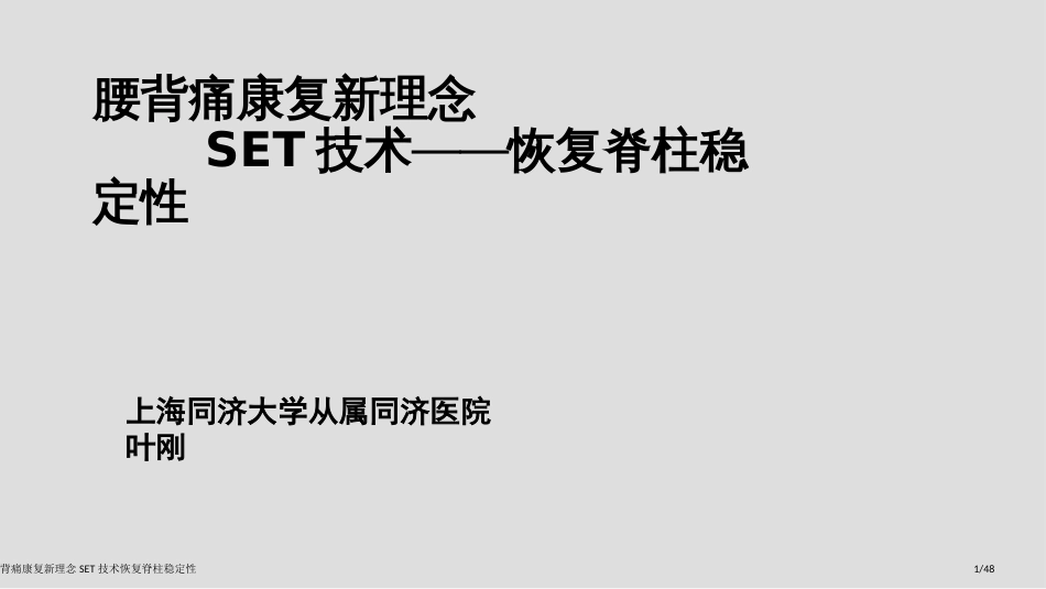 腰背痛康复新理念SET技术恢复脊柱稳定性_第1页