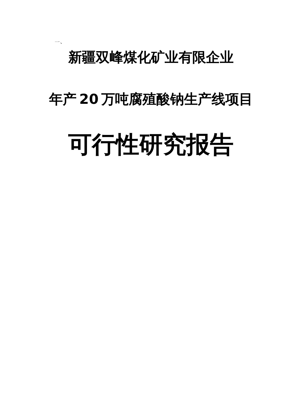 年产20万吨腐植酸钠建设项目可行性研究报告_第1页