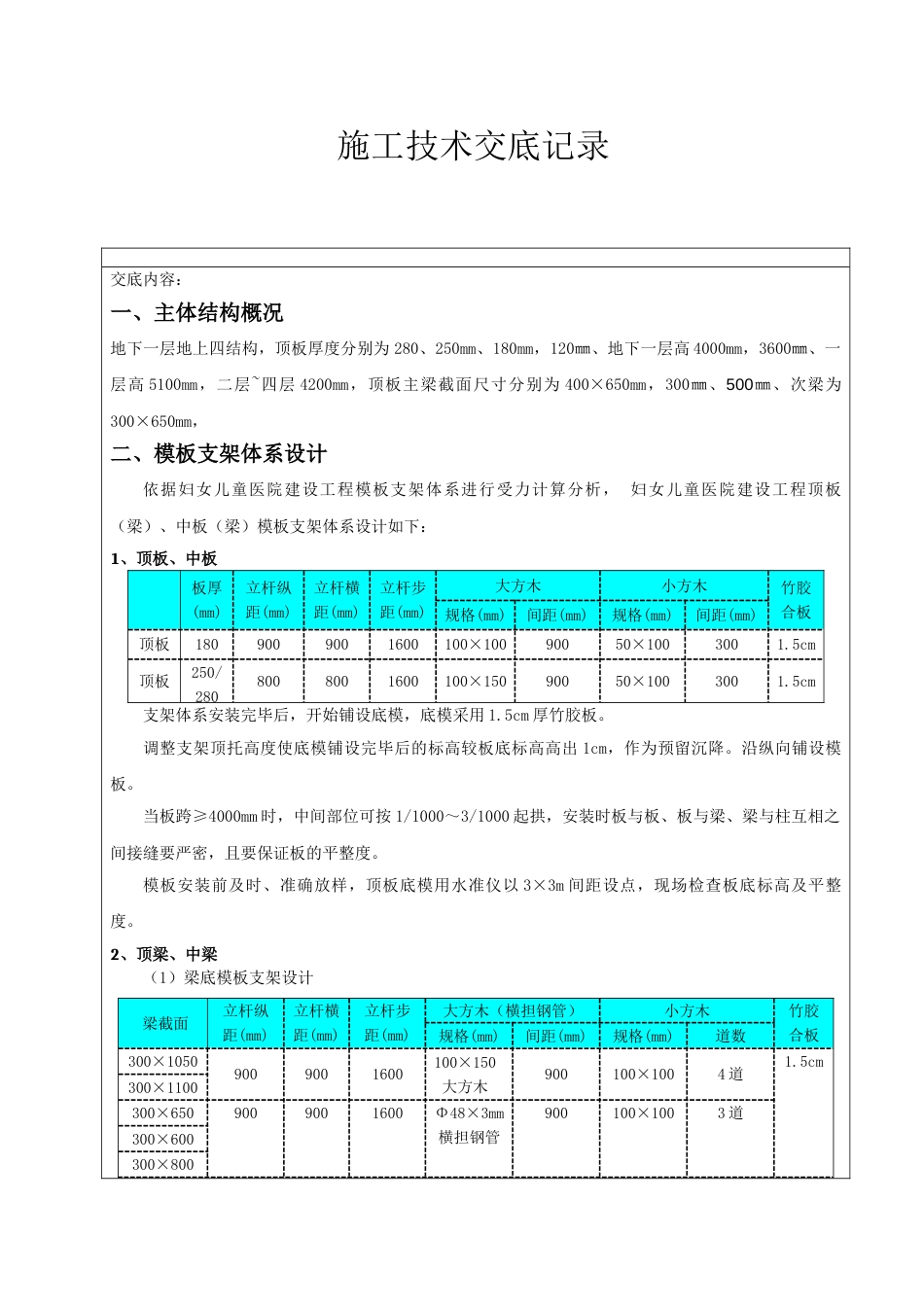 模板支撑架施工技术交底_第1页