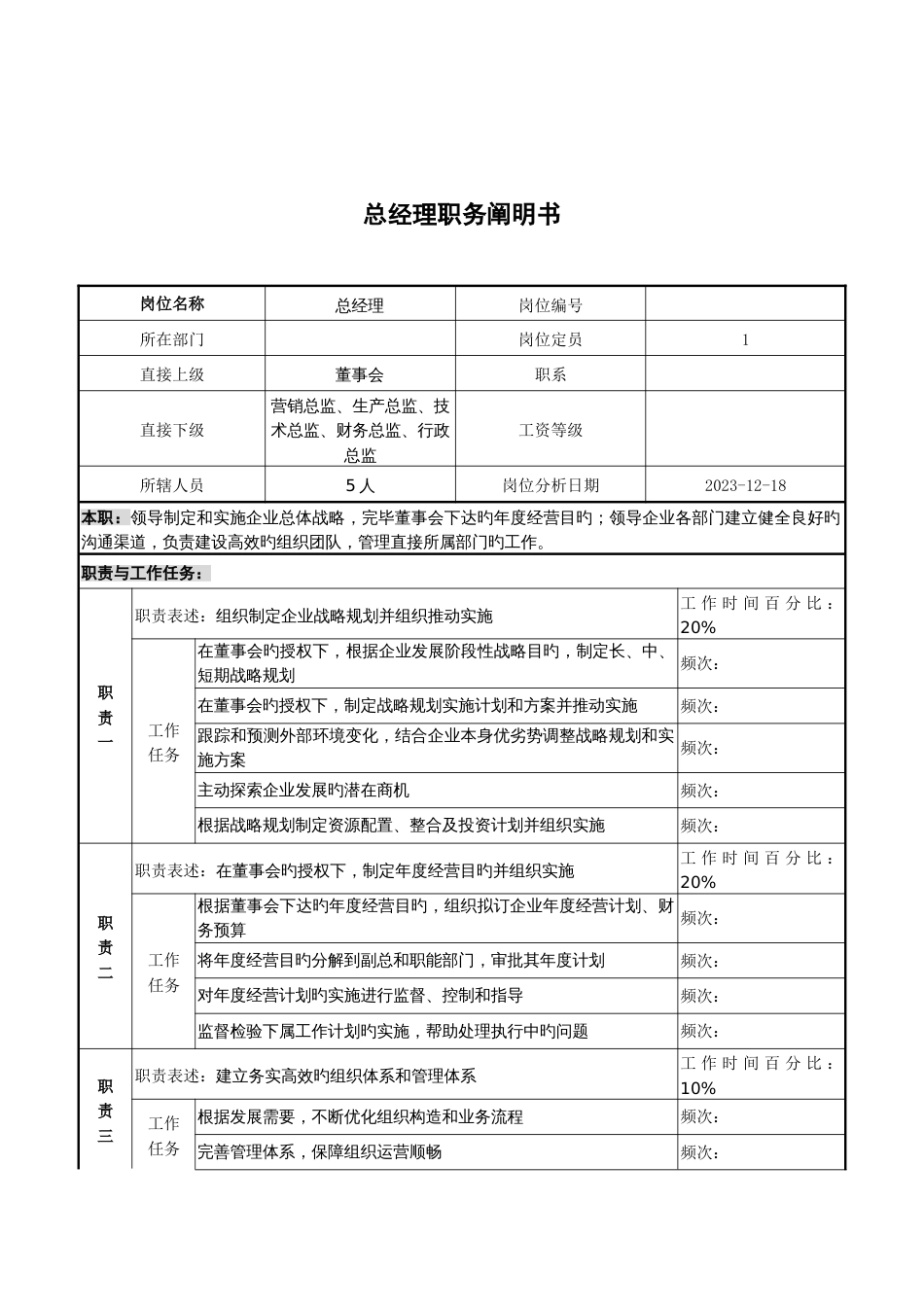 生产中心总经理职务说明书_第1页