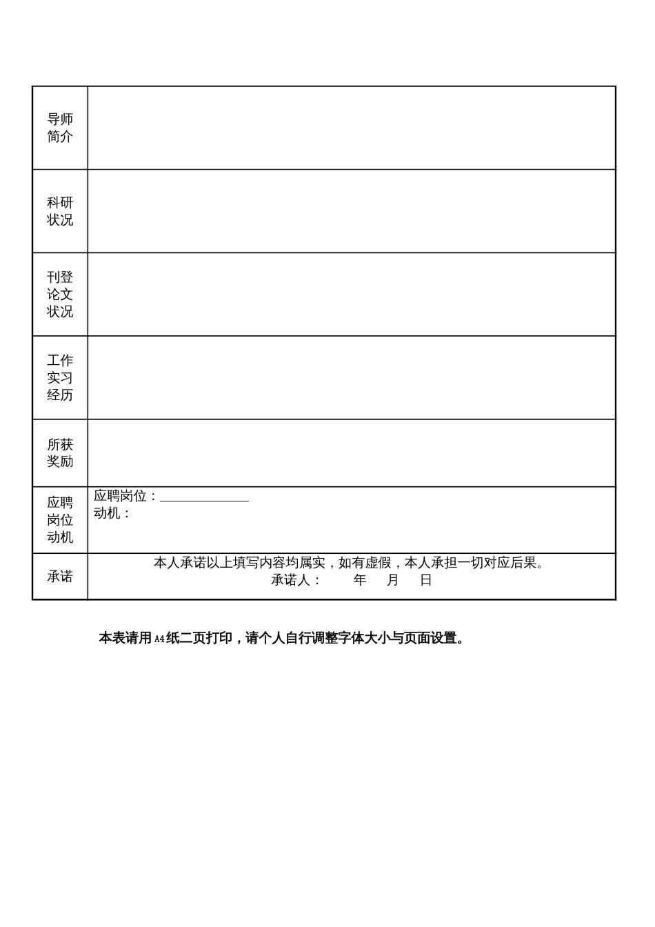 中国民航大学职员及其他专业技术岗应聘登记表_第2页