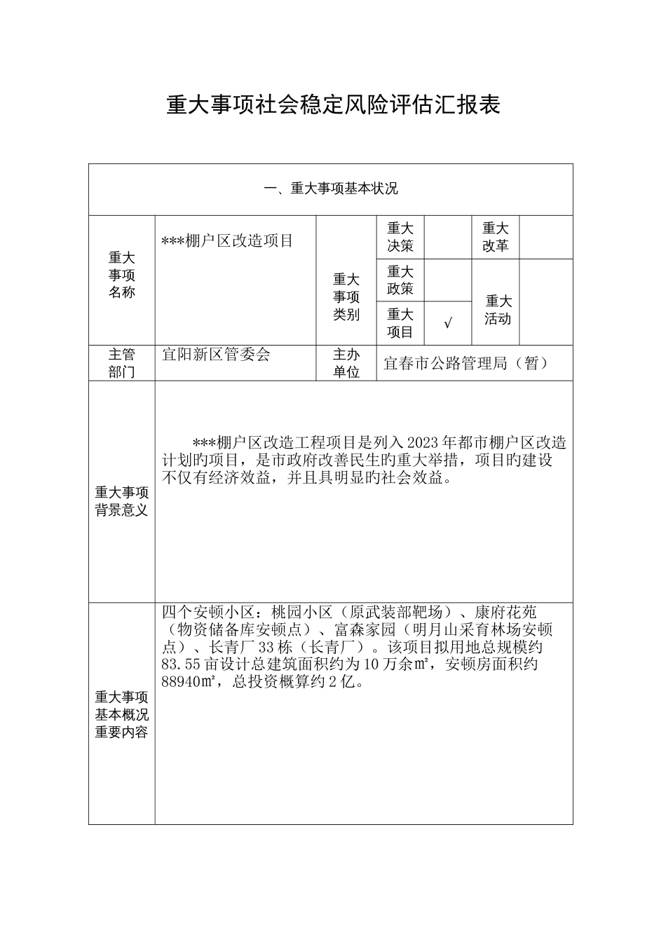 重大事项社会稳定风险评估报告表新版_第2页