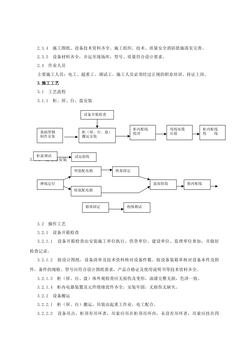 配电柜成套控制柜屏台和动力照明配电箱盘安装施工工艺标准_第2页