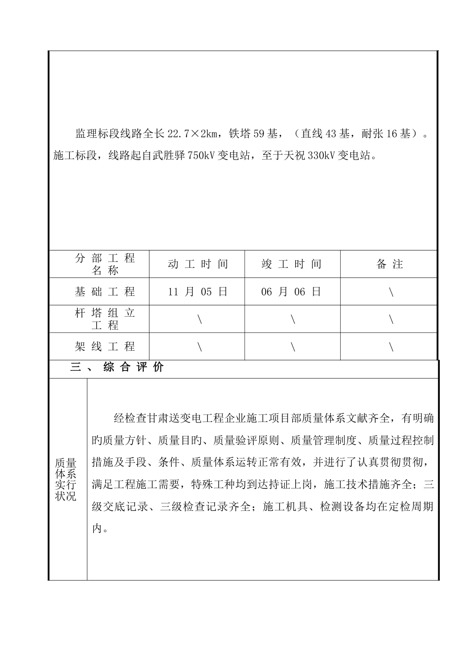 输电线路工程监理初检报告基础分部工程_第3页