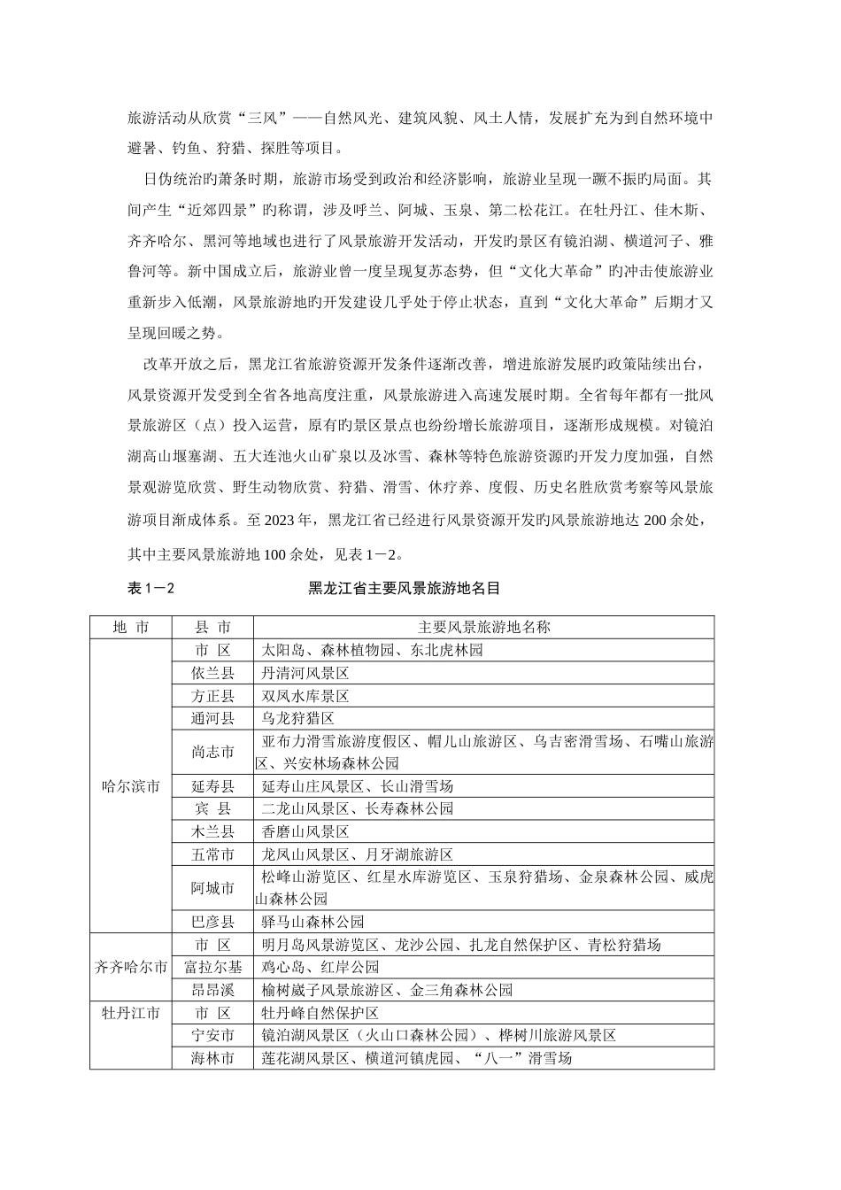 黑龙江省风景名胜区旅游建设发展规划_第3页