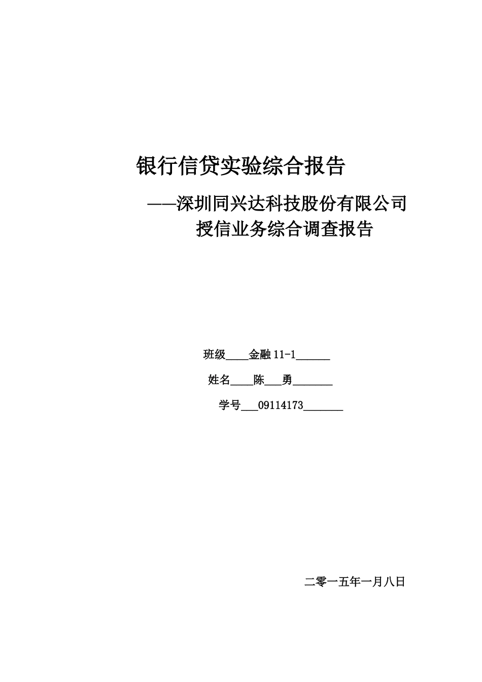 2023年银行信贷综合实验报告_第1页