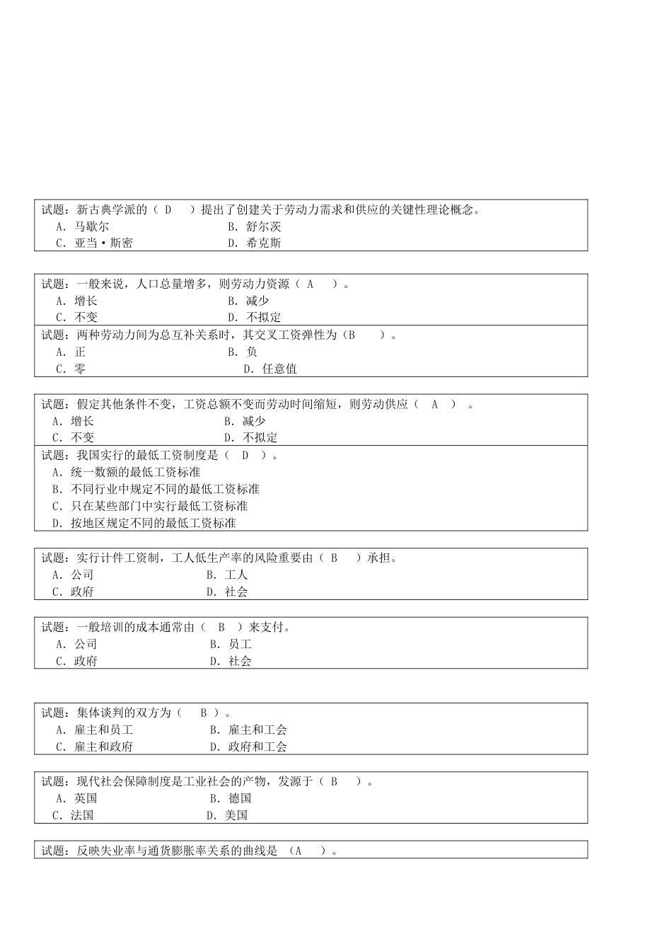 2023年就业经济学题库_第1页