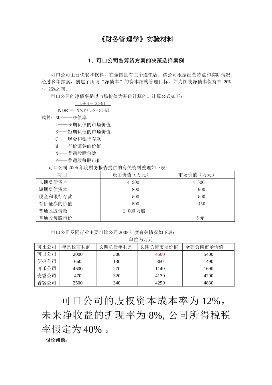 财务管理学实验材料_第1页