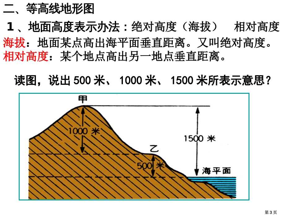 高考一轮复习地图三要素及等高线地形图市公开课金奖市赛课一等奖课件_第3页