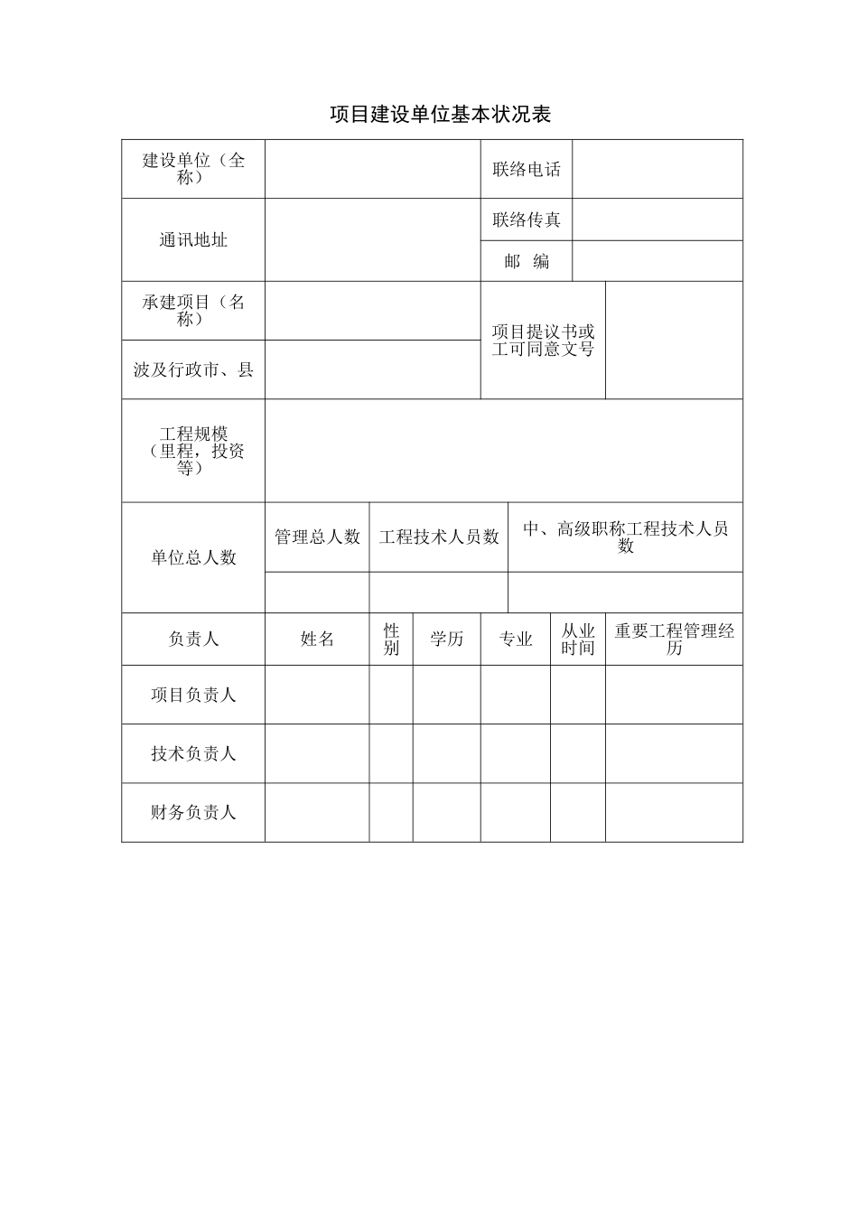 项目建设单位基本情况表_第1页