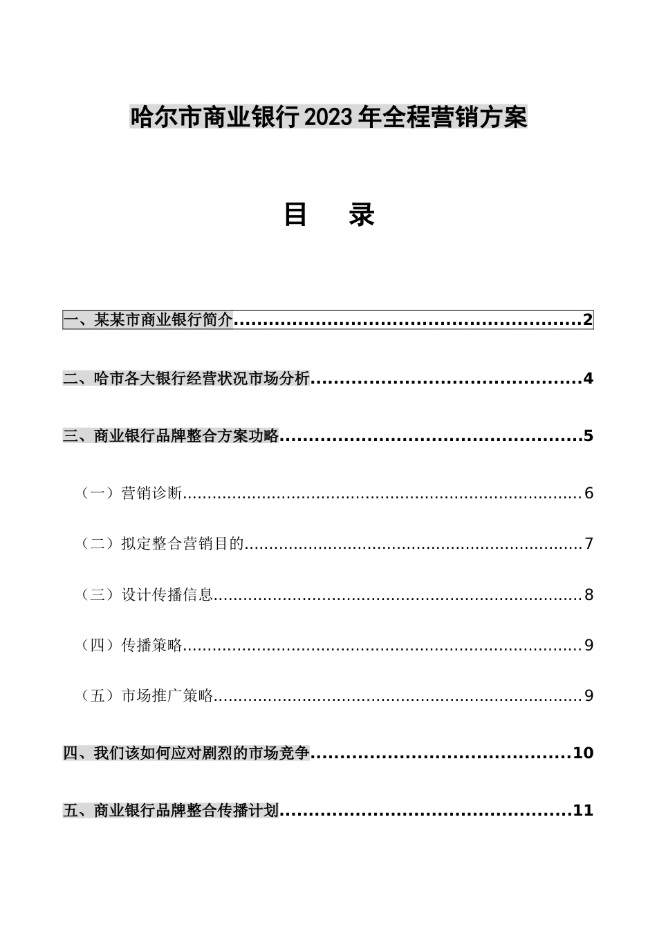 哈尔市商业银行年全程营销方案_第1页