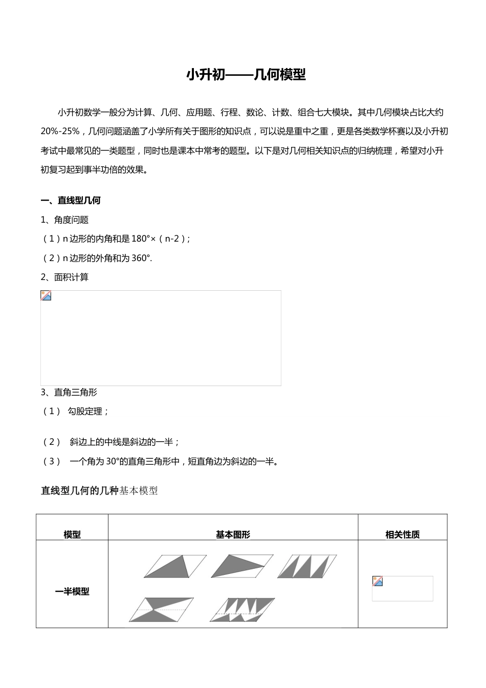 2023年小升初几何模块详解_第1页