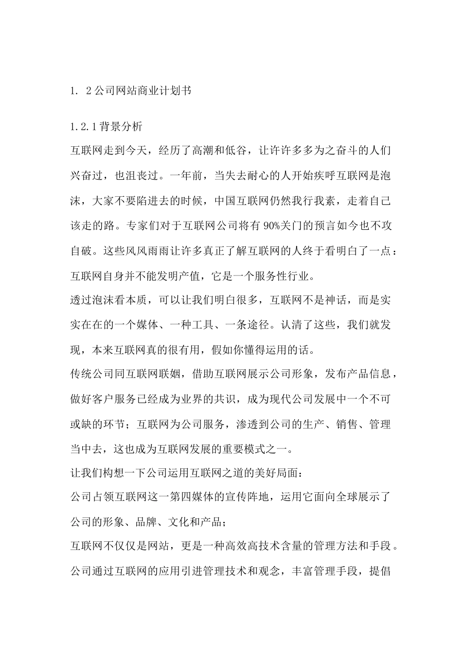 企业管理企业网站商业计划书_第1页