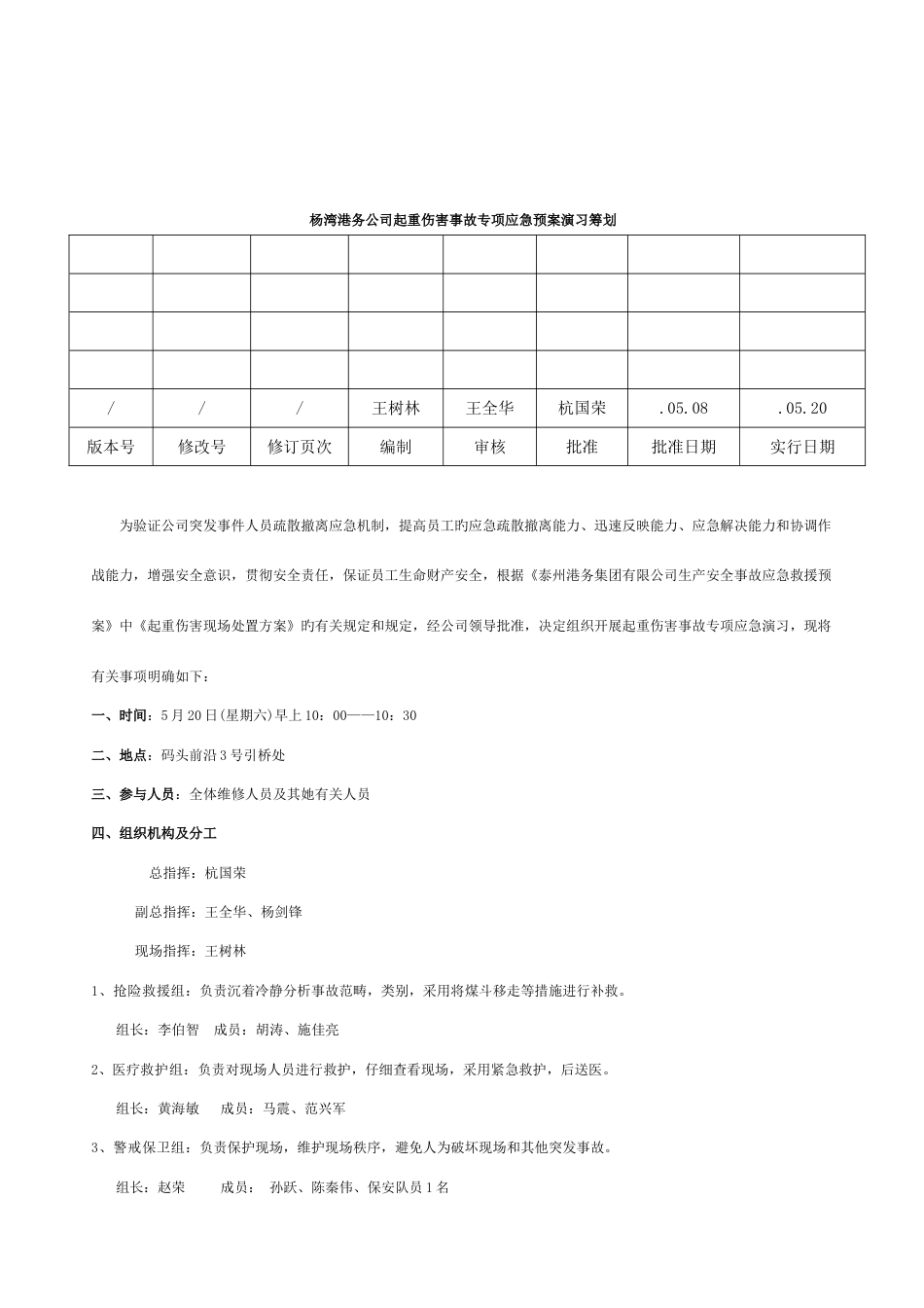 起重伤害事故专项应急预案演练计划_第2页