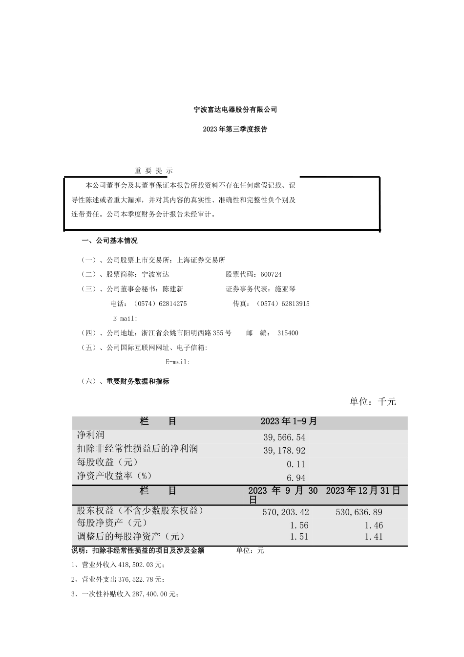 宁波富达电器股份有限公司章程_第1页