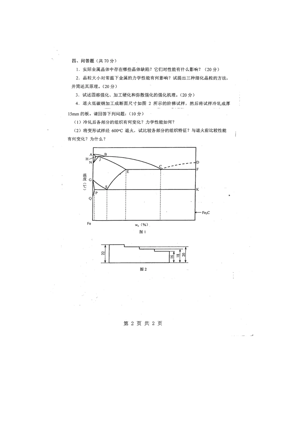 2023年重庆大学硕士研究生入学考试试题金属学及热处理_第2页