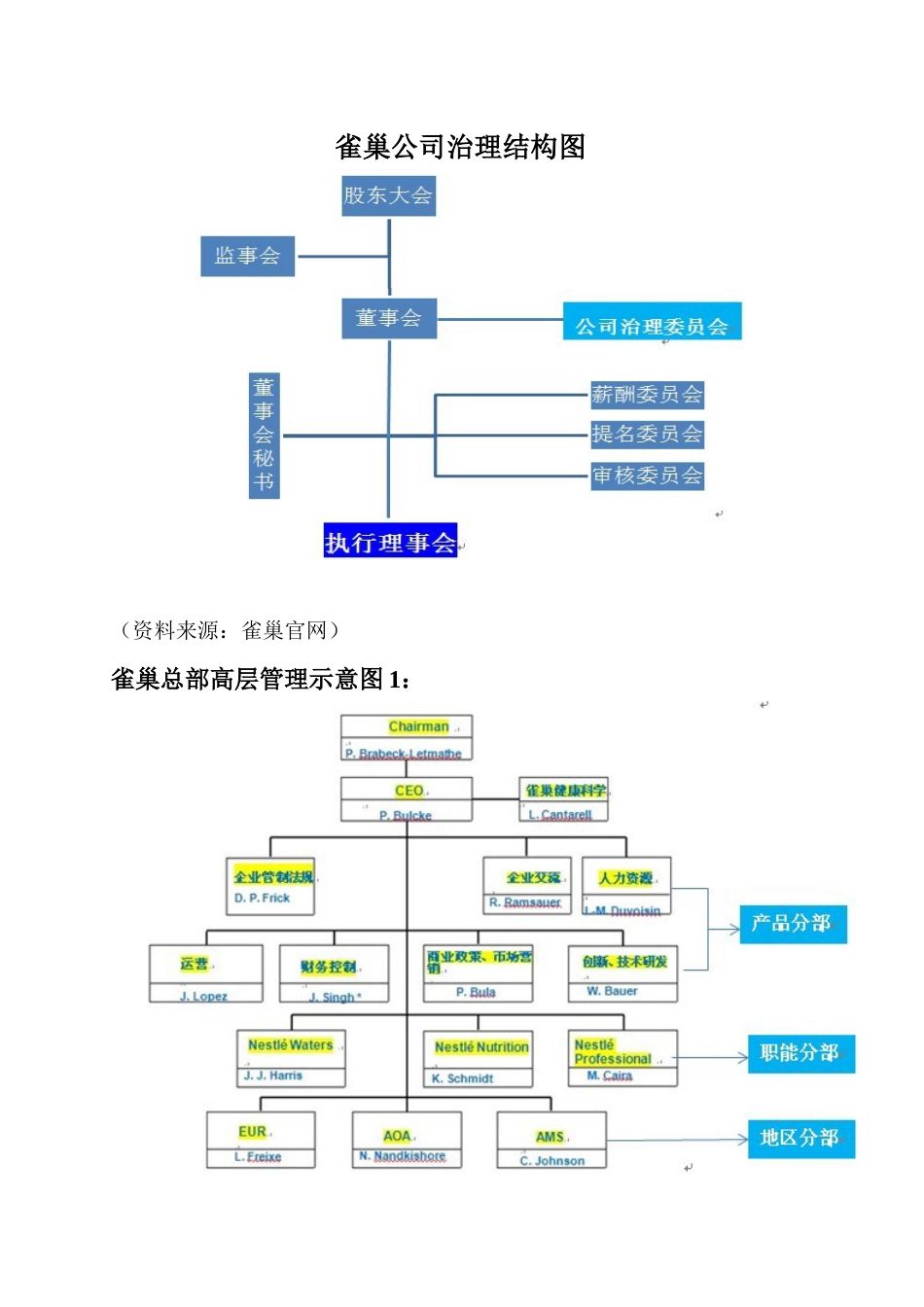 雀巢公司组织结构分析_第1页