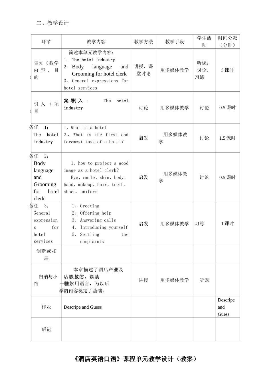 酒店英语教案_第2页
