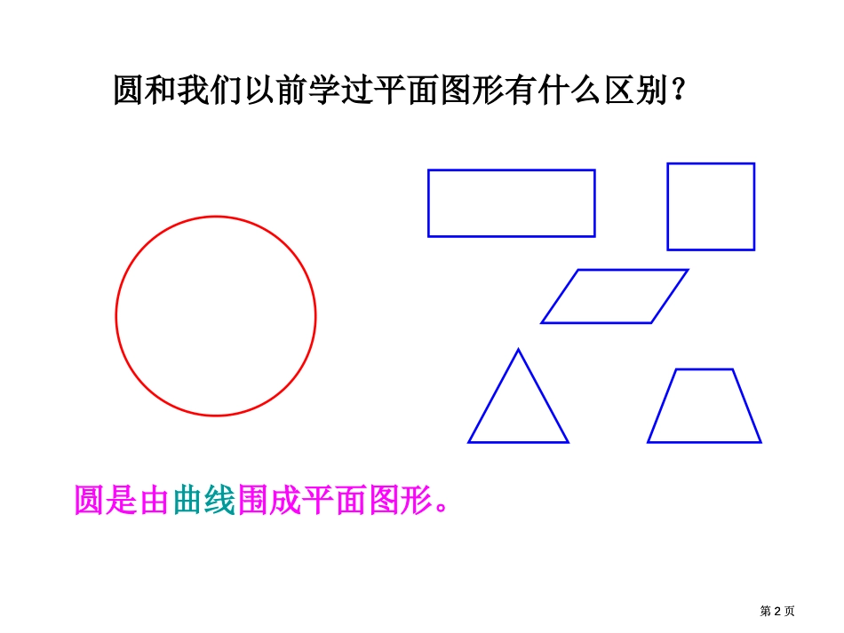 圆和我们以前学过的平面图形有什么区别市公开课金奖市赛课一等奖课件_第2页