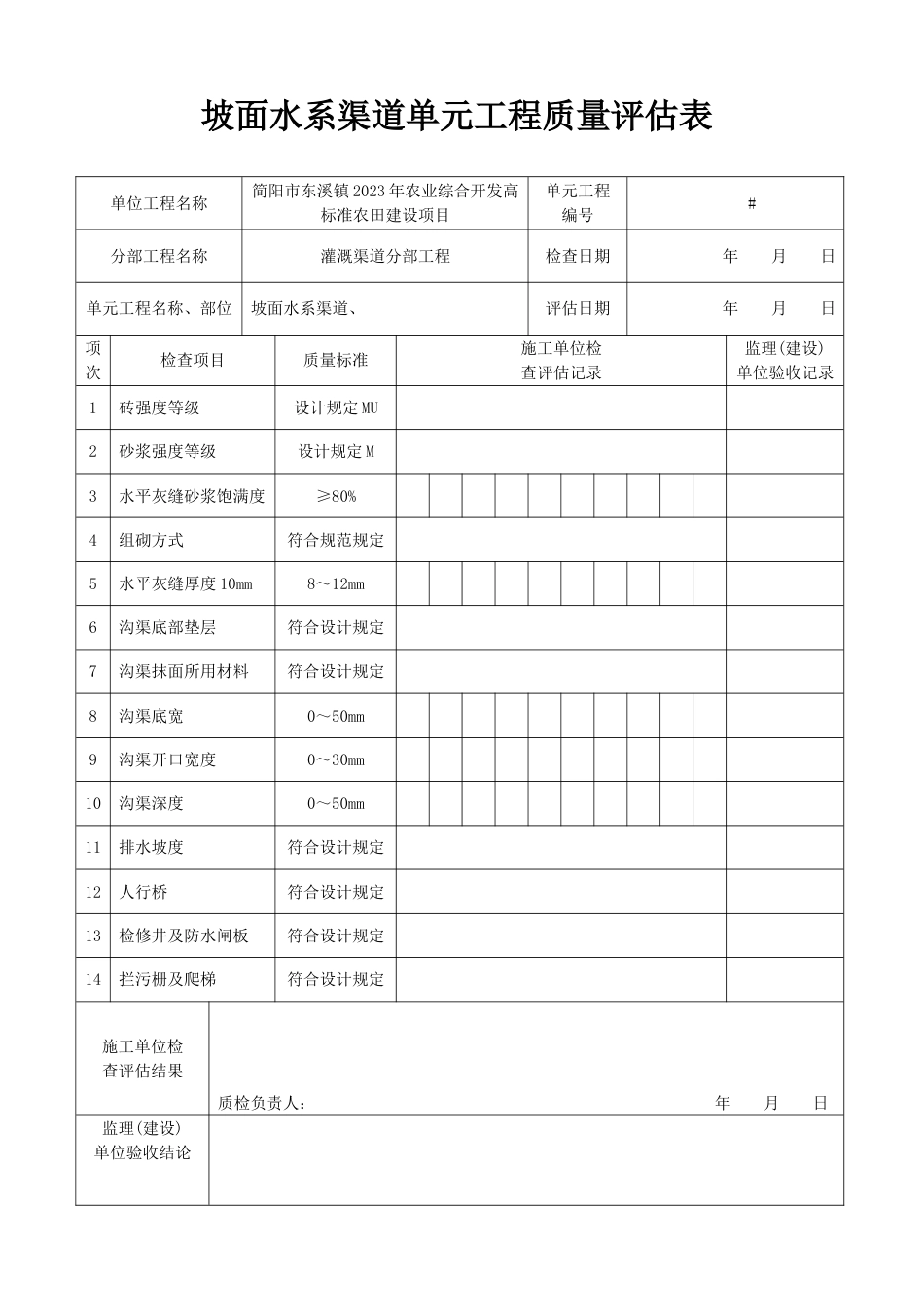 国家农业综合开发高标准农田检验批表格_第2页