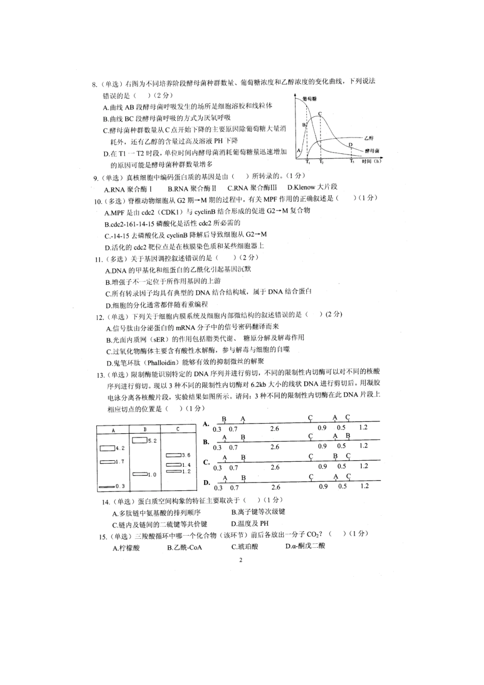 2023年辽宁省生物学竞赛试题及答案_第2页