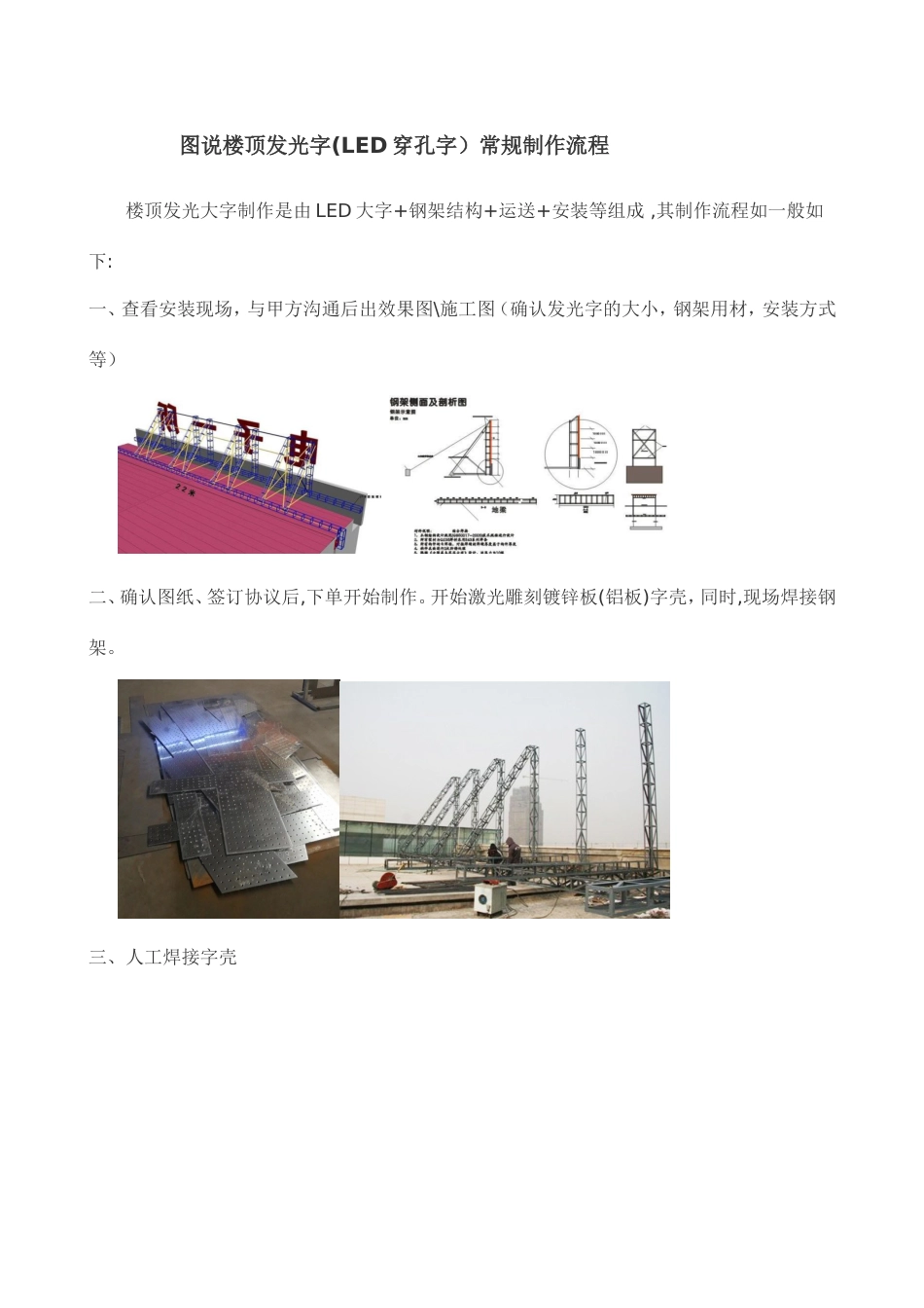 图说楼顶发光字LED穿孔字常规制作流程_第1页