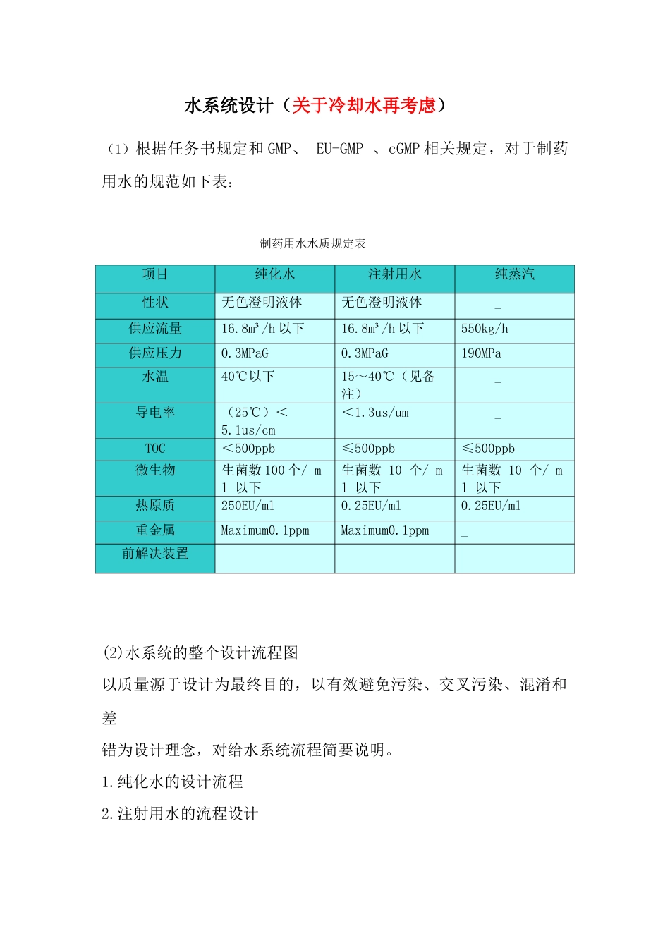 水系统工艺流程设计_第1页