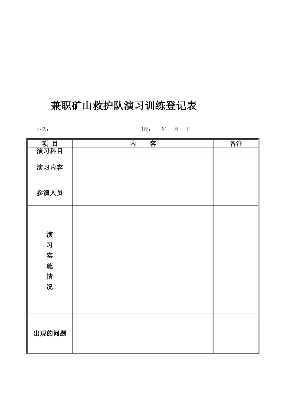 兼职矿山救护队各种记录表格_第2页